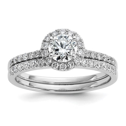 14k White Gold Halo (Holds 1/2 carat (5.2mm) Round Center) 1/4 carat Diamond Semi-mount Engagement Ring