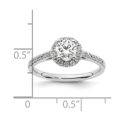 14k White Gold 3/4 carat Lab Grown Diamond VS/SI+ G+ Complete Size 9 Halo Engagement Ring