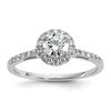14k White Gold Halo (Holds 1/2 carat (5.2mm) Round Center) 1/4 carat Diamond Semi-mount Engagement Ring
