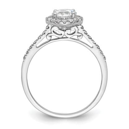 14k White Gold 1/4 carat Lab Grown Diamond VS/SI+ G+ 3/4 carat Round Center Semi Mount Halo Engagement Ring