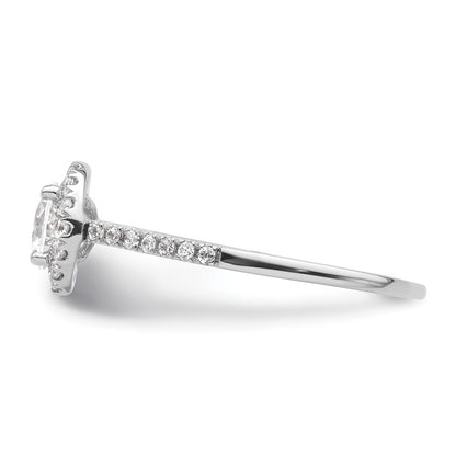 14k White Gold Halo (Holds 3/4 carat (5.8mm) Round Center) 1/4 carat Diamond Semi-mount Engagement Ring