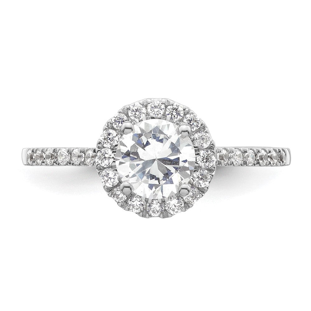 14k White Gold 1/4 carat Lab Grown Diamond VS/SI+ G+ 3/4 carat Round Center Semi Mount Halo Engagement Ring