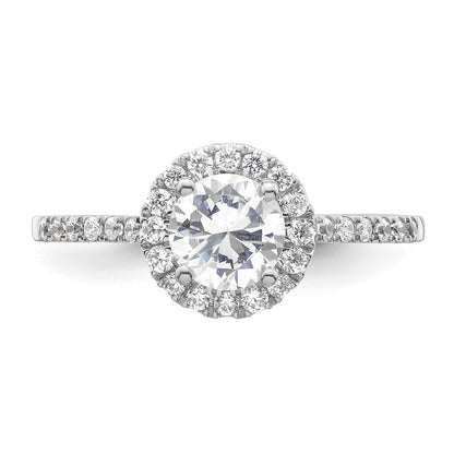 14k White Gold 1/4 carat Lab Grown Diamond VS/SI+ G+ 3/4 carat Round Center Semi Mount Halo Engagement Ring