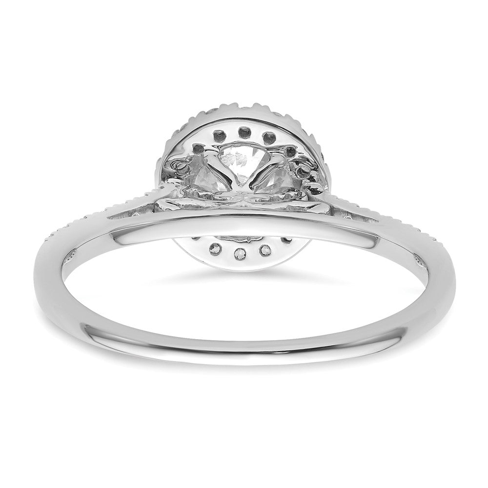 14k White Gold 1/4 carat Lab Grown Diamond VS/SI+ G+ 3/4 carat Round Center Semi Mount Halo Engagement Ring