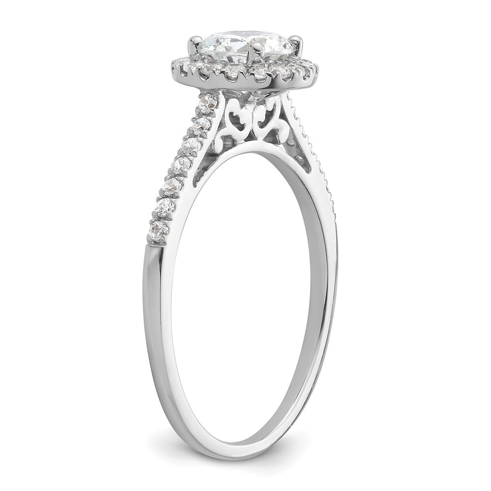 14k White Gold Halo (Holds 3/4 carat (5.8mm) Round Center) 1/4 carat Diamond Semi-mount Engagement Ring