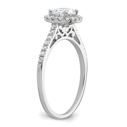 14k White Gold 1/4 carat Lab Grown Diamond VS/SI+ G+ 3/4 carat Round Center Semi Mount Halo Engagement Ring