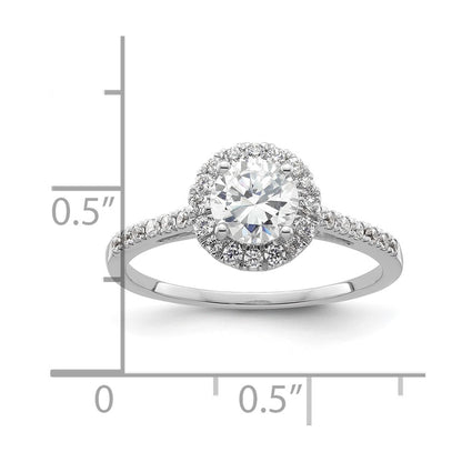 14k White Gold 1/4 carat Lab Grown Diamond VS/SI+ G+ 3/4 carat Round Center Semi Mount Halo Engagement Ring