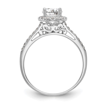 14k White Gold Halo (Holds 1 carat (6.5mm) Round Center) 1/4 carat Diamond Semi-mount Engagement Ring