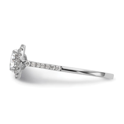 14k White Gold Halo (Holds 1 carat (6.5mm) Round Center) 1/4 carat Diamond Semi-mount Engagement Ring