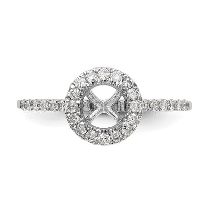 14k White Gold Halo (Holds 1 carat (6.5mm) Round Center) 1/4 carat Diamond Semi-mount Engagement Ring