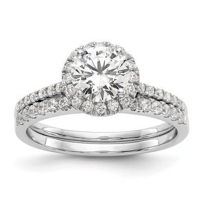 14k White Gold Halo (Holds 1 carat (6.5mm) Round Center) 1/4 carat Diamond Semi-mount Engagement Ring