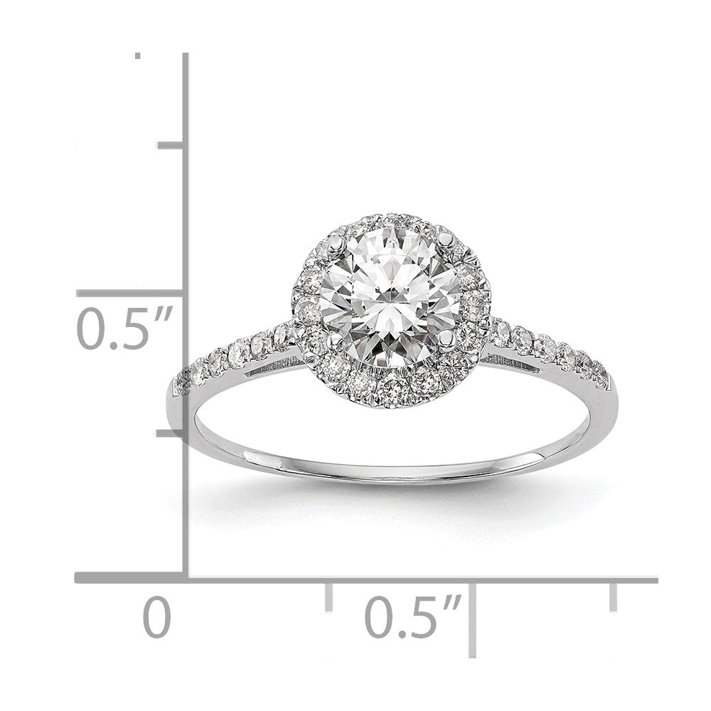 14k White Gold Halo (Holds 1 carat (6.5mm) Round Center) 1/4 carat Diamond Semi-mount Engagement Ring
