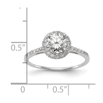 14k White Gold Halo (Holds 1 carat (6.5mm) Round Center) 1/4 carat Diamond Semi-mount Engagement Ring