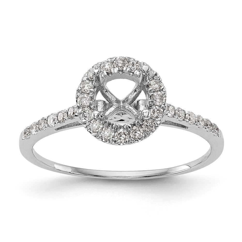 14k White Gold Halo (Holds 1 carat (6.5mm) Round Center) 1/4 carat Diamond Semi-mount Engagement Ring