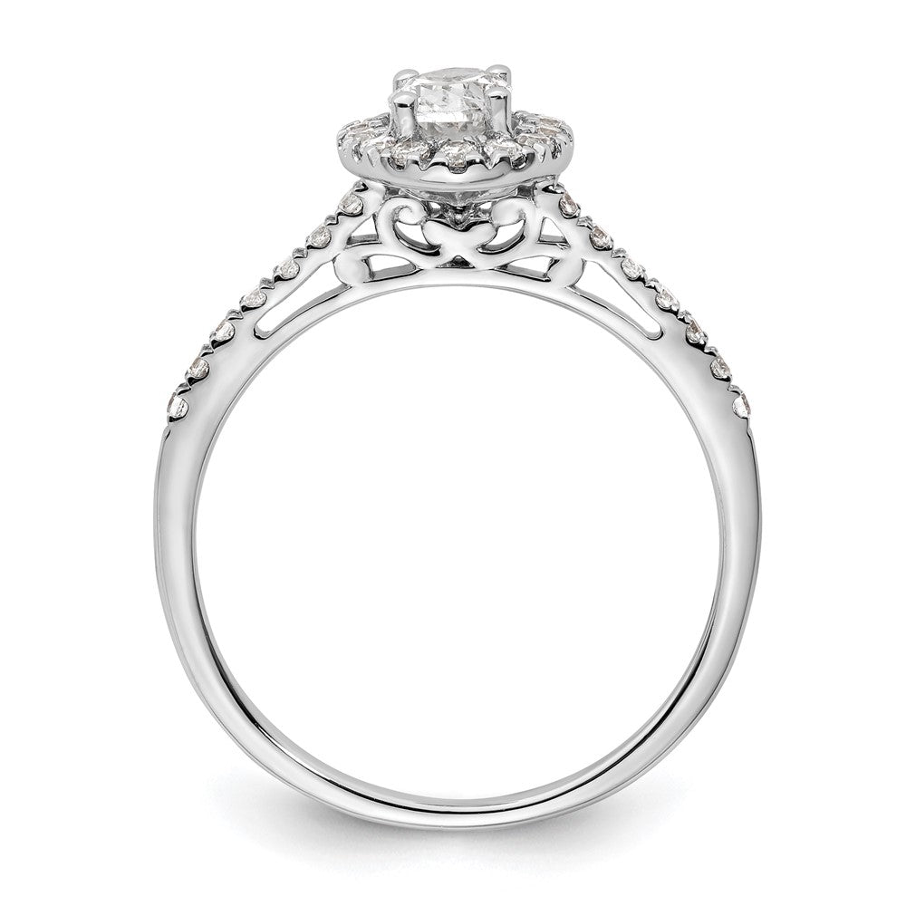 14k White Gold Halo (Holds 1/2 carat (6x4mm) Oval Center) 1/4 carat Diamond Semi-mount Engagement Ring