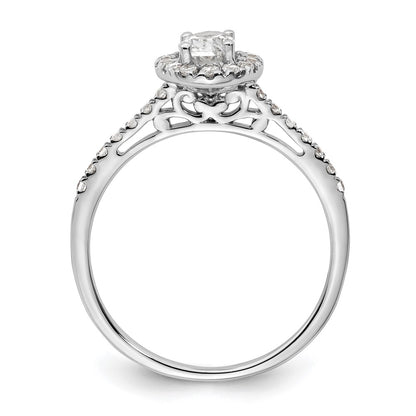 14k White Gold Halo (Holds 1/2 carat (6x4mm) Oval Center) 1/4 carat Diamond Semi-mount Engagement Ring