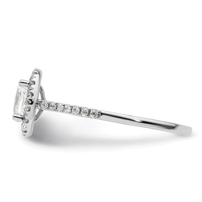 14k White Gold Halo (Holds 1/2 carat (6x4mm) Oval Center) 1/4 carat Diamond Semi-mount Engagement Ring