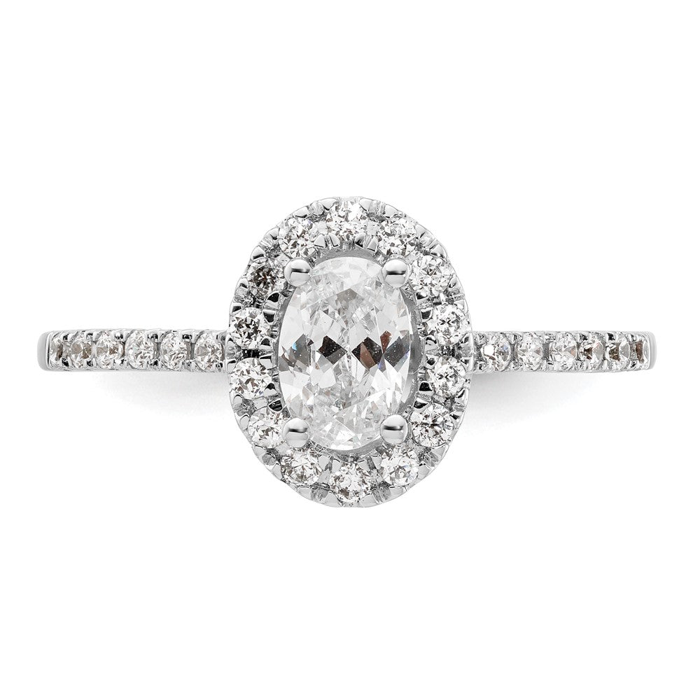 14k White Gold Halo (Holds 1/2 carat (6x4mm) Oval Center) 1/4 carat Diamond Semi-mount Engagement Ring