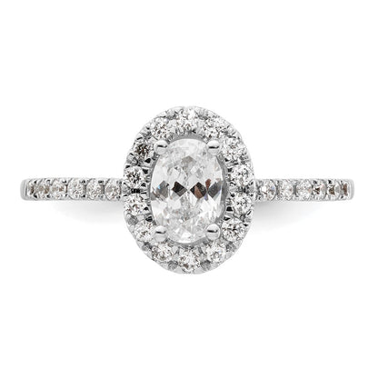 14k White Gold Halo (Holds 1/2 carat (6x4mm) Oval Center) 1/4 carat Diamond Semi-mount Engagement Ring