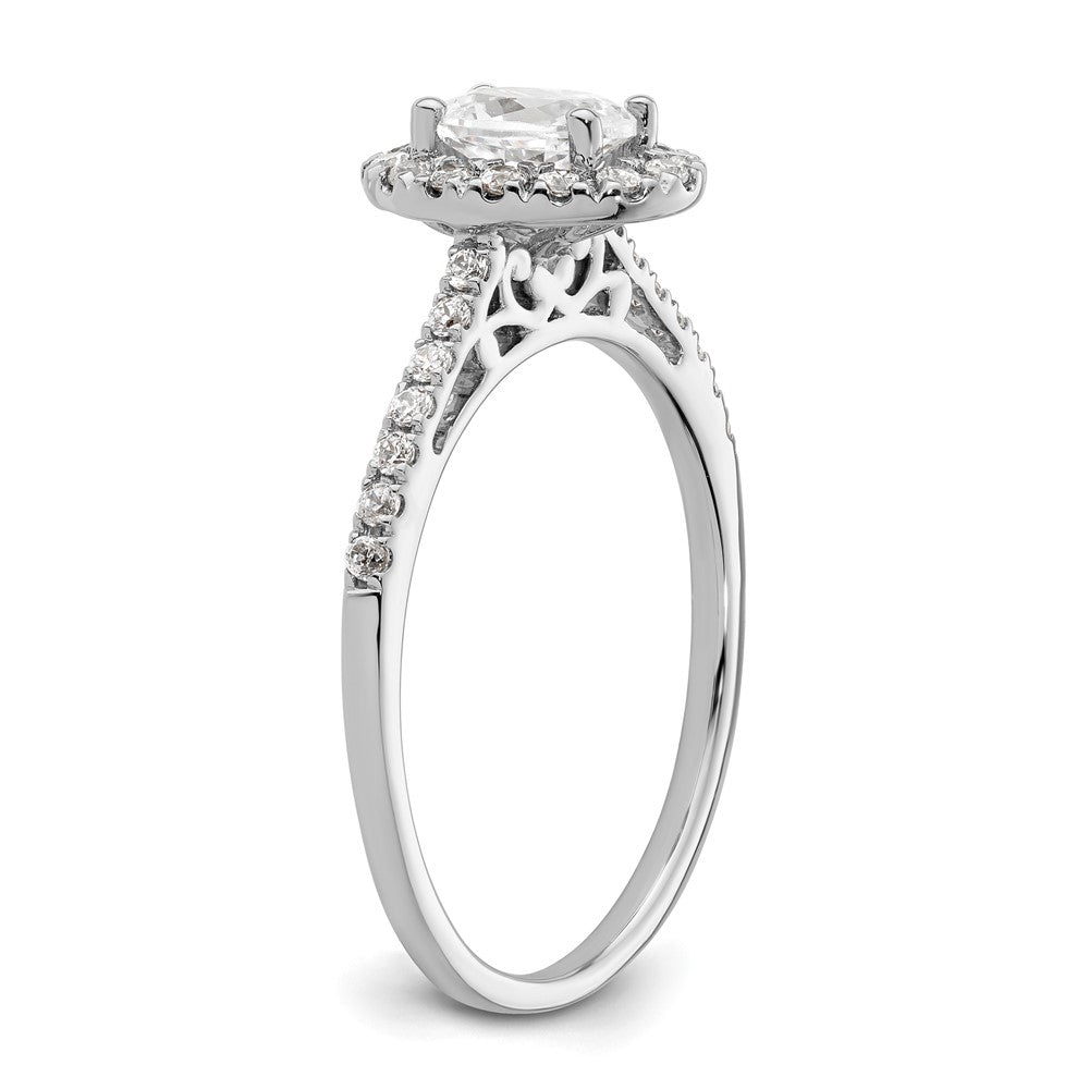 14k White Gold Halo (Holds 1/2 carat (6x4mm) Oval Center) 1/4 carat Diamond Semi-mount Engagement Ring