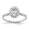 14k White Gold Halo (Holds 1/2 carat (6x4mm) Oval Center) 1/4 carat Diamond Semi-mount Engagement Ring