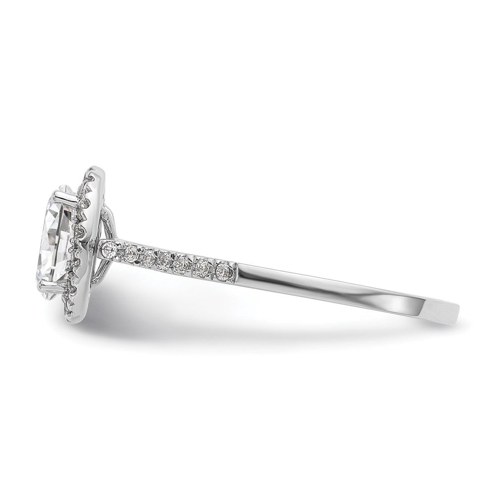 14k White Gold Halo (Holds 1 carat (7x5mm) Oval Center) 1/4 carat Diamond Semi-mount Engagement Ring