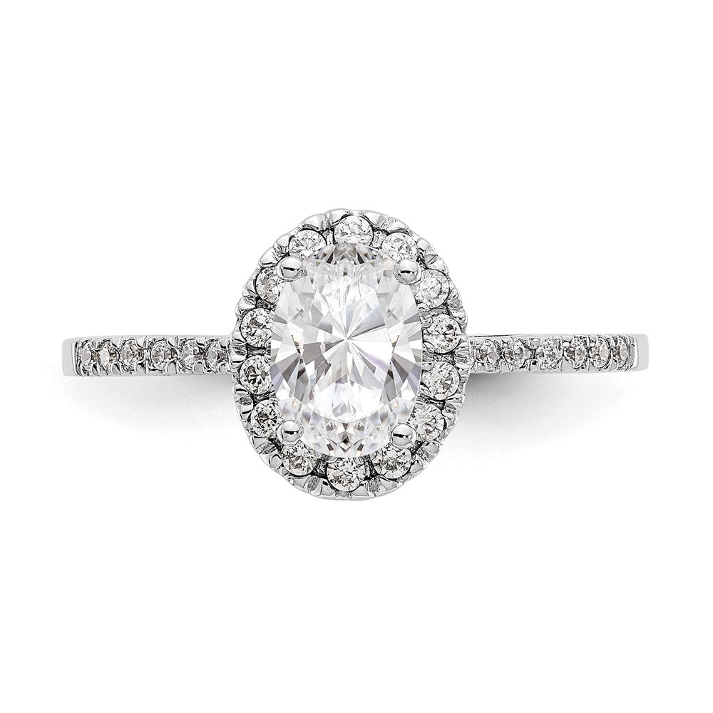 14k White Gold Halo (Holds 1 carat (7x5mm) Oval Center) 1/4 carat Diamond Semi-mount Engagement Ring