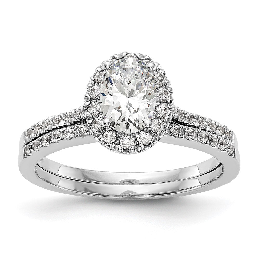 14k White Gold Halo (Holds 1 carat (7x5mm) Oval Center) 1/4 carat Diamond Semi-mount Engagement Ring