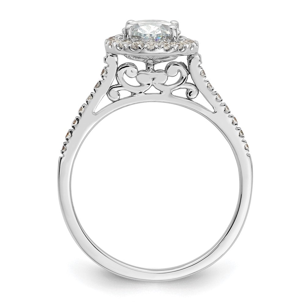 14k White Gold Halo (Holds 2 carat (8.5x6.5mm) Oval Center) 1/3 carat Diamond Semi-mount Engagement Ring