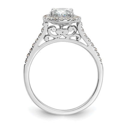 14k White Gold Halo (Holds 2 carat (8.5x6.5mm) Oval Center) 1/3 carat Diamond Semi-mount Engagement Ring