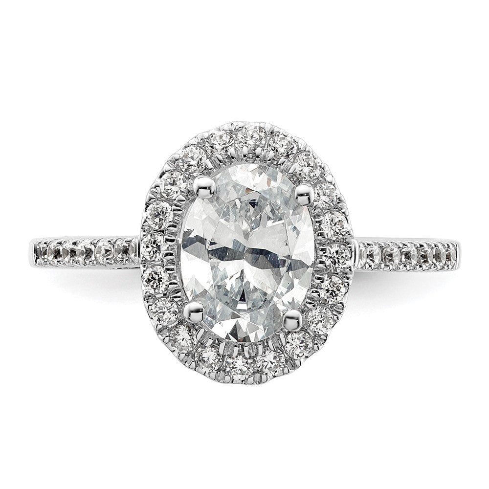 14k White Gold Halo (Holds 2 carat (8.5x6.5mm) Oval Center) 1/3 carat Diamond Semi-mount Engagement Ring