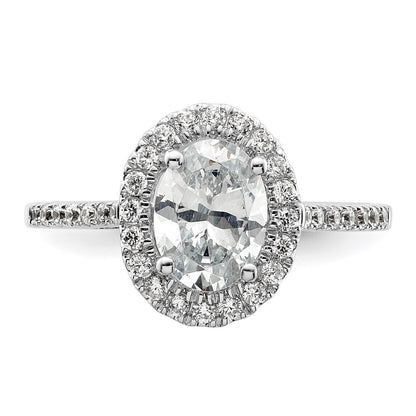 14k White Gold Halo (Holds 2 carat (8.5x6.5mm) Oval Center) 1/3 carat Diamond Semi-mount Engagement Ring