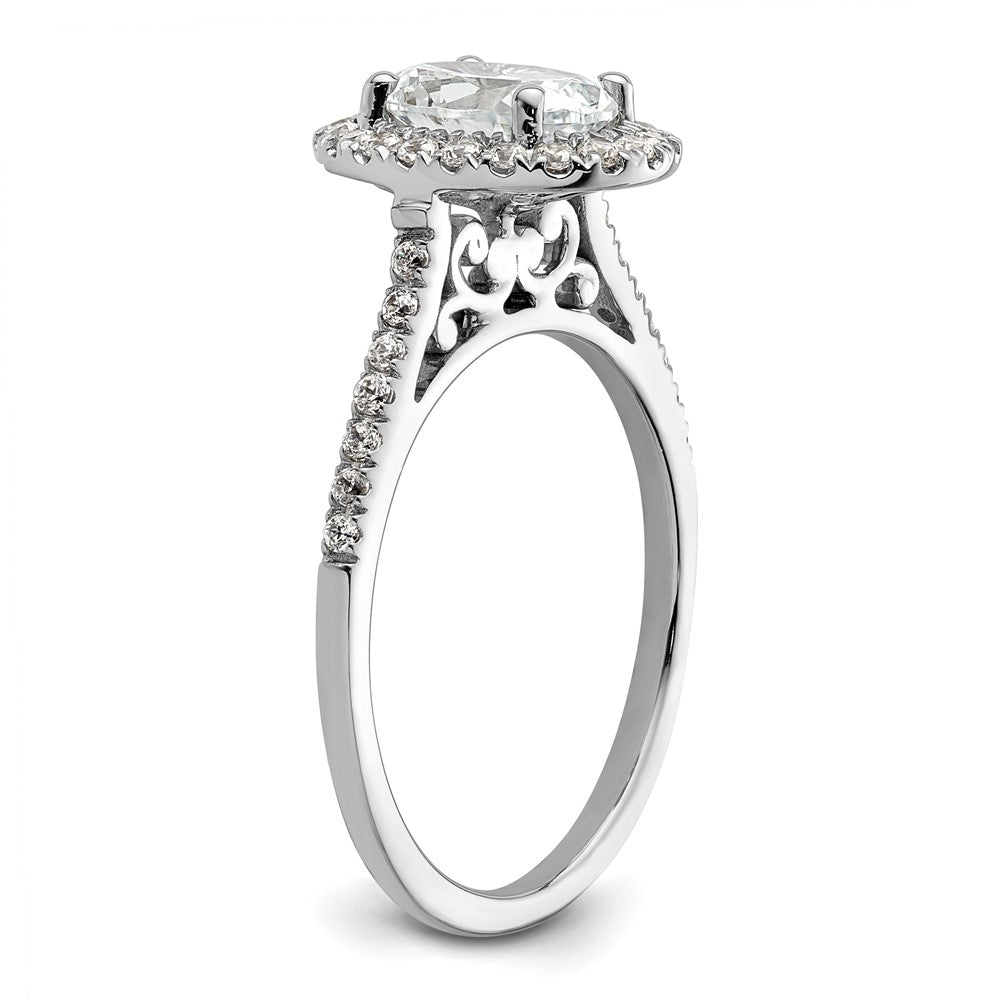 14k White Gold Halo (Holds 2 carat (8.5x6.5mm) Oval Center) 1/3 carat Diamond Semi-mount Engagement Ring