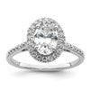 14k White Gold Halo (Holds 2 carat (8.5x6.5mm) Oval Center) 1/3 carat Diamond Semi-mount Engagement Ring