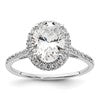 14k White Gold Halo (Holds 2.5 carat (9x7mm) Oval Center) 1/3 carat Diamond Semi-mount Engagement Ring