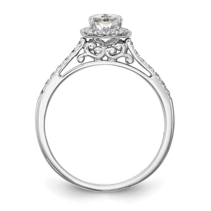 14k White Gold Halo (Holds 1 carat (5.3mm) Cushion Center) 1/4 carat Diamond Semi-mount Engagement Ring