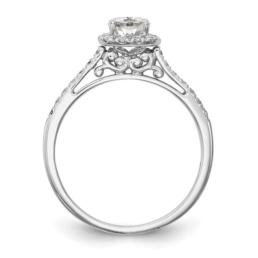 14k White Gold Halo (Holds 1 carat (5.3mm) Cushion Center) 1/4 carat Diamond Semi-mount Engagement Ring