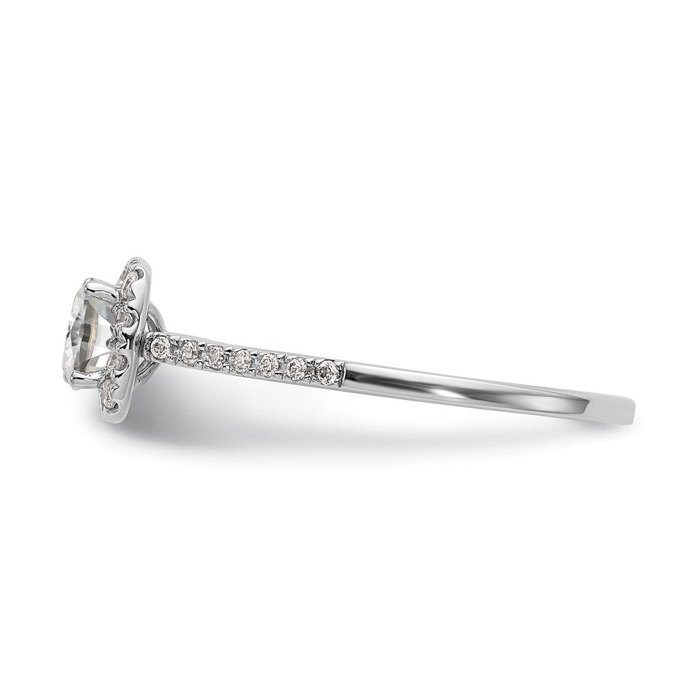 14k White Gold Halo (Holds 1 carat (5.3mm) Cushion Center) 1/4 carat Diamond Semi-mount Engagement Ring