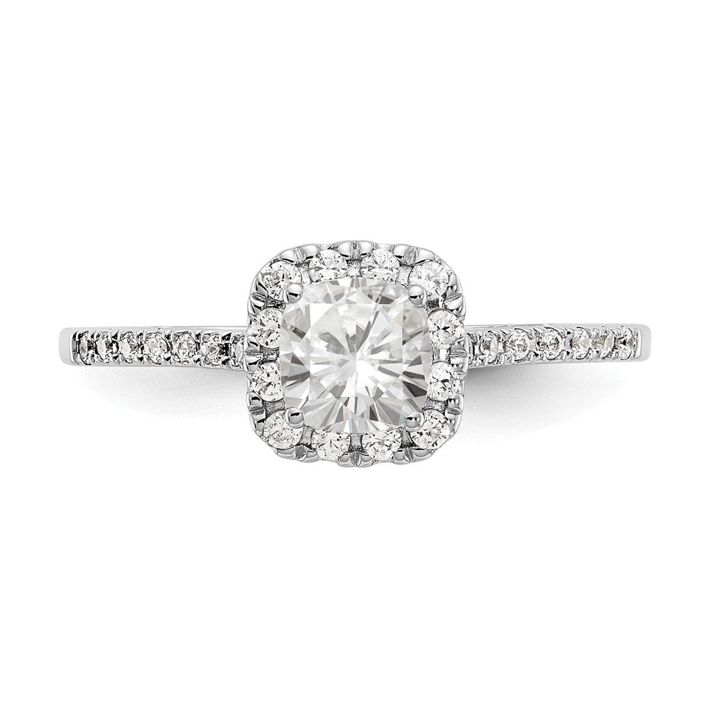 14k White Gold Halo (Holds 1 carat (5.3mm) Cushion Center) 1/4 carat Diamond Semi-mount Engagement Ring