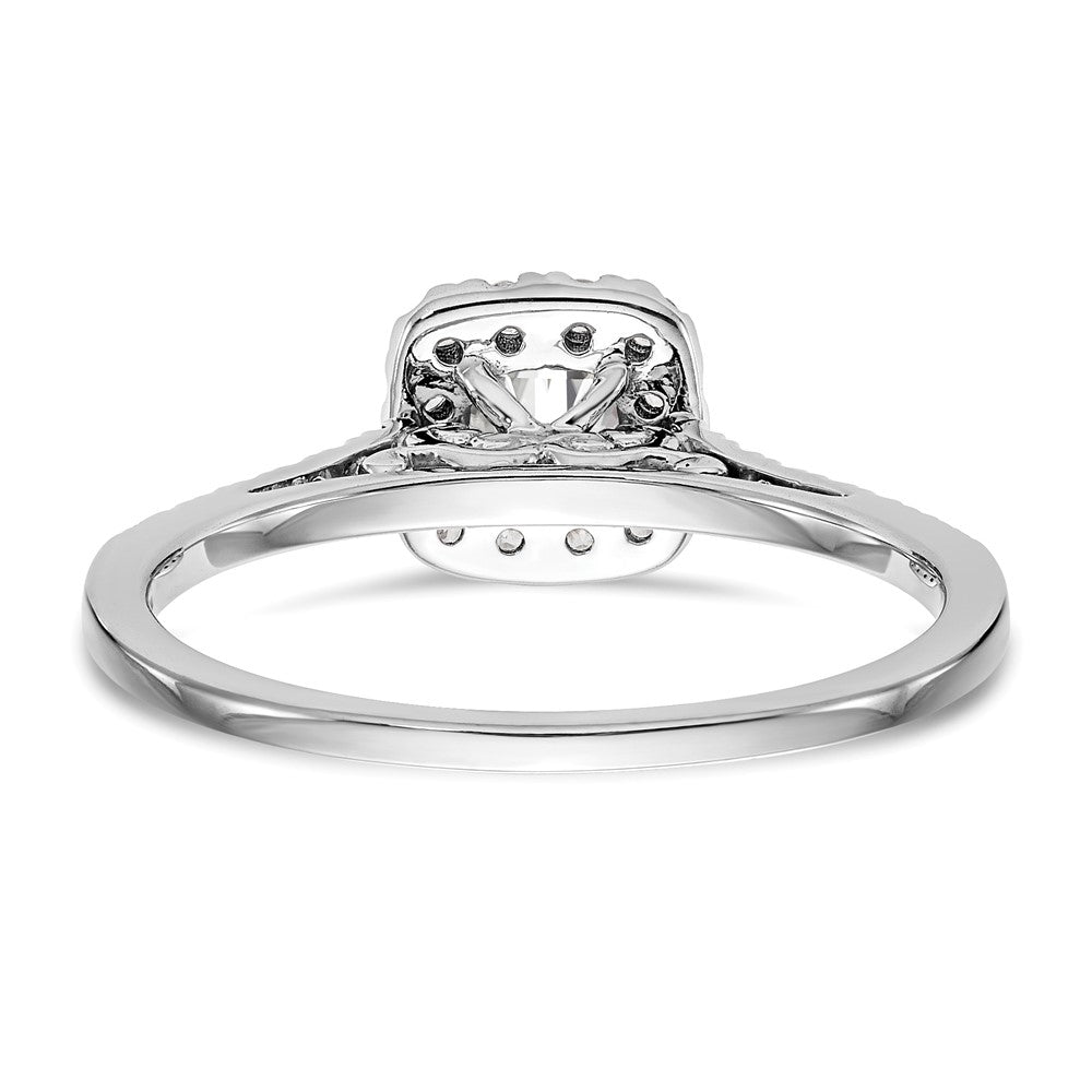 14k White Gold Halo (Holds 1 carat (5.3mm) Cushion Center) 1/4 carat Diamond Semi-mount Engagement Ring
