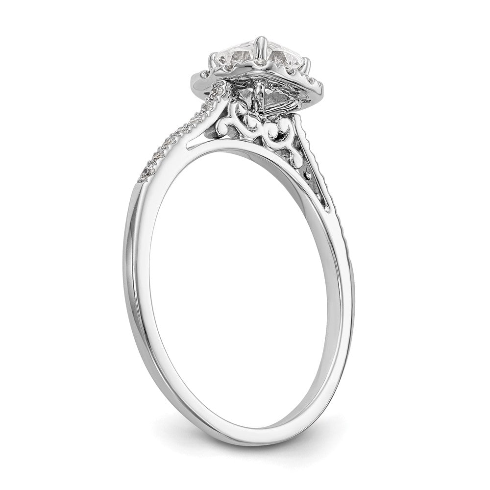 14k White Gold Halo (Holds 1 carat (5.3mm) Cushion Center) 1/4 carat Diamond Semi-mount Engagement Ring
