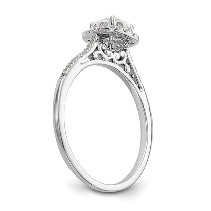14k White Gold Halo (Holds 1 carat (5.3mm) Cushion Center) 1/4 carat Diamond Semi-mount Engagement Ring