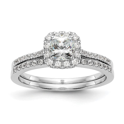 14k White Gold Halo (Holds 1 carat (5.3mm) Cushion Center) 1/4 carat Diamond Semi-mount Engagement Ring
