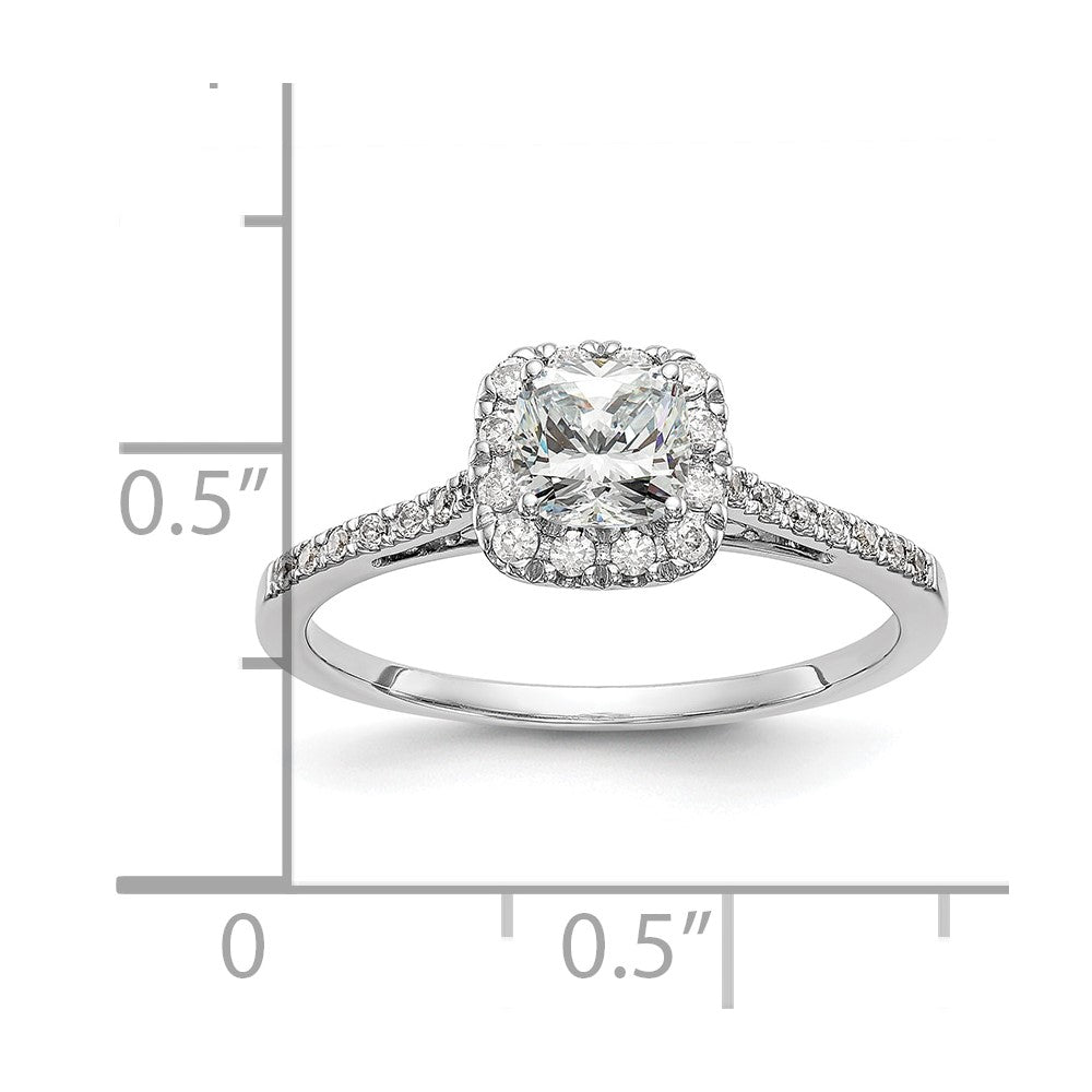 14k White Gold Halo (Holds 1 carat (5.3mm) Cushion Center) 1/4 carat Diamond Semi-mount Engagement Ring