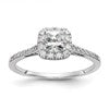14k White Gold Halo (Holds 1 carat (5.3mm) Cushion Center) 1/4 carat Diamond Semi-mount Engagement Ring