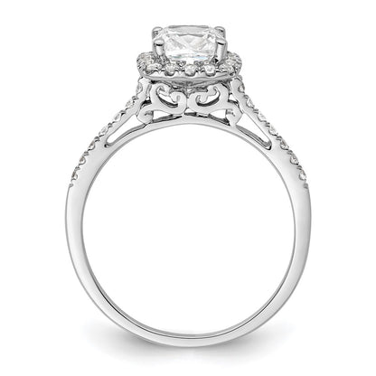 14k White Gold Halo (Holds 1.25 carat (6.00mm) Cushion Center) 1/4 carat Diamond Semi-mount Engagement Ring