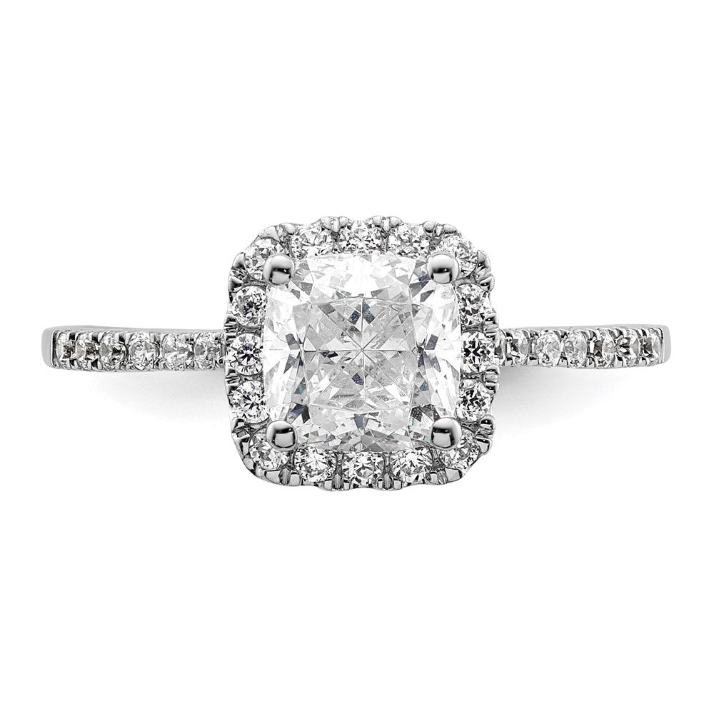 14k White Gold Halo (Holds 1.25 carat (6.00mm) Cushion Center) 1/4 carat Diamond Semi-mount Engagement Ring