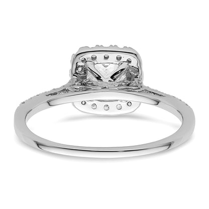 14k White Gold Halo (Holds 1.25 carat (6.00mm) Cushion Center) 1/4 carat Diamond Semi-mount Engagement Ring
