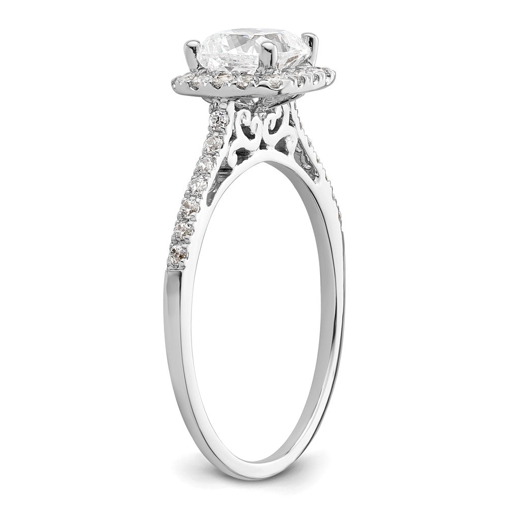 14k White Gold Halo (Holds 1.25 carat (6.00mm) Cushion Center) 1/4 carat Diamond Semi-mount Engagement Ring