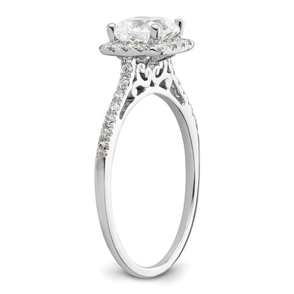 14k White Gold Halo (Holds 1.25 carat (6.00mm) Cushion Center) 1/4 carat Diamond Semi-mount Engagement Ring
